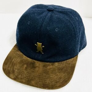 Grizzly Wool 2-Tone Bear Hat Cap Adjustable Strapback Blue Brown Outdoors Casual